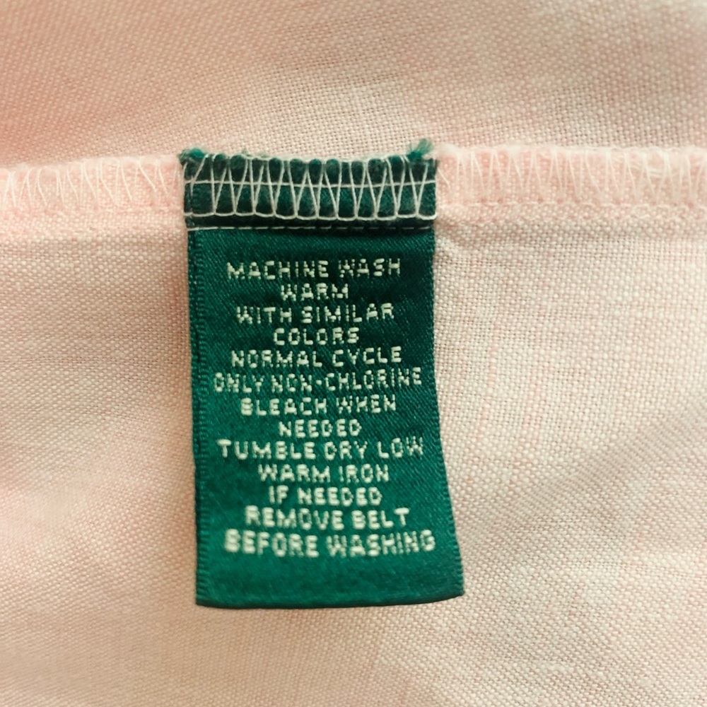 Ralph Lauren Linen Light Pink Button-Up Blouse Roll Tab Women Sz 1X Coastal - Picture 9 of 9